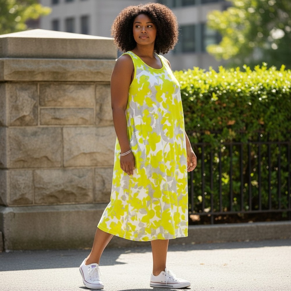 333.‎ Simply Vera Vera Wang Floral Sleeveless Midi Shift Dress XXL Soft